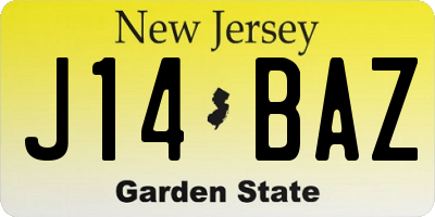 NJ license plate J14BAZ