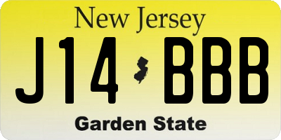 NJ license plate J14BBB