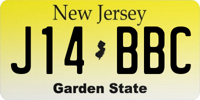 NJ license plate J14BBC
