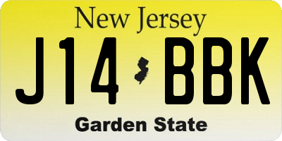NJ license plate J14BBK