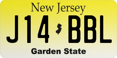 NJ license plate J14BBL