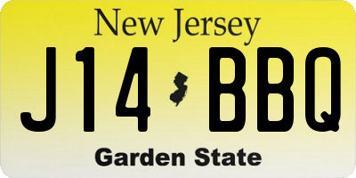 NJ license plate J14BBQ