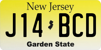 NJ license plate J14BCD