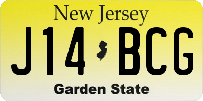 NJ license plate J14BCG