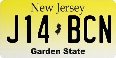 NJ license plate J14BCN