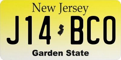 NJ license plate J14BCO