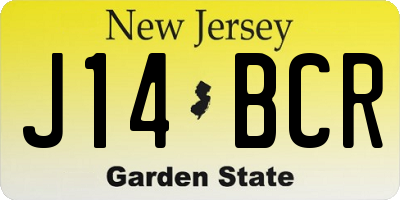 NJ license plate J14BCR