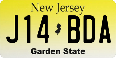 NJ license plate J14BDA