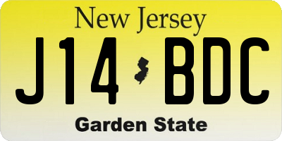 NJ license plate J14BDC