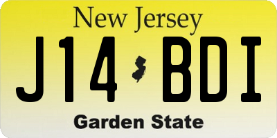 NJ license plate J14BDI