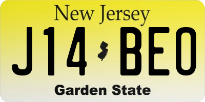 NJ license plate J14BEO
