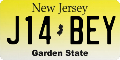 NJ license plate J14BEY