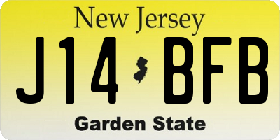 NJ license plate J14BFB