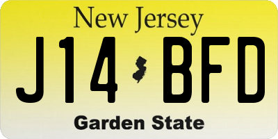 NJ license plate J14BFD