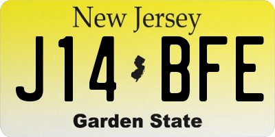 NJ license plate J14BFE