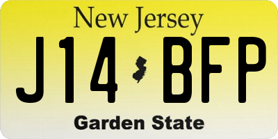 NJ license plate J14BFP