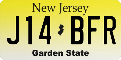 NJ license plate J14BFR