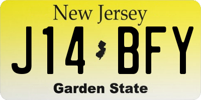 NJ license plate J14BFY