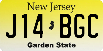 NJ license plate J14BGC