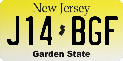 NJ license plate J14BGF