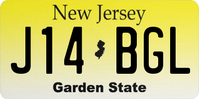 NJ license plate J14BGL