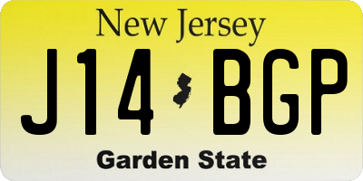 NJ license plate J14BGP