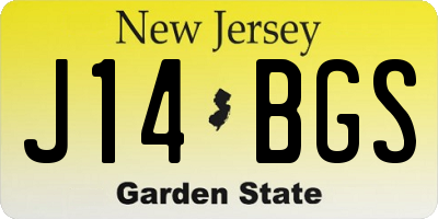 NJ license plate J14BGS