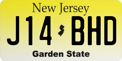 NJ license plate J14BHD