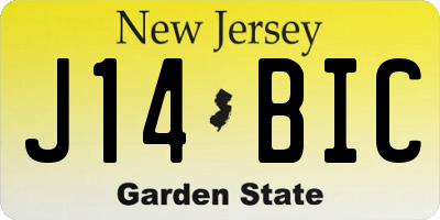 NJ license plate J14BIC