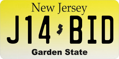 NJ license plate J14BID