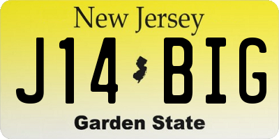 NJ license plate J14BIG