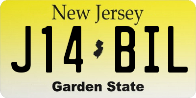 NJ license plate J14BIL