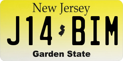 NJ license plate J14BIM