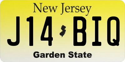 NJ license plate J14BIQ