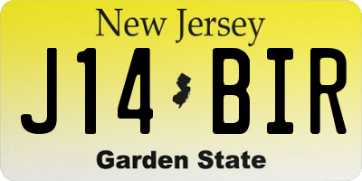NJ license plate J14BIR