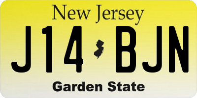 NJ license plate J14BJN