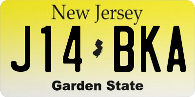 NJ license plate J14BKA