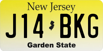 NJ license plate J14BKG