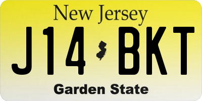 NJ license plate J14BKT
