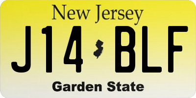 NJ license plate J14BLF