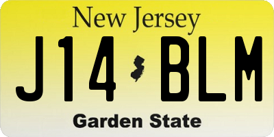 NJ license plate J14BLM