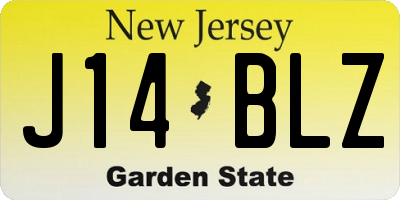 NJ license plate J14BLZ