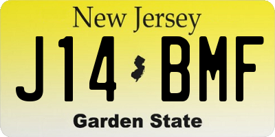 NJ license plate J14BMF