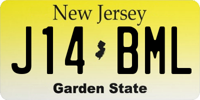 NJ license plate J14BML