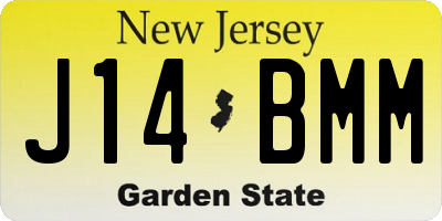 NJ license plate J14BMM