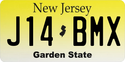 NJ license plate J14BMX