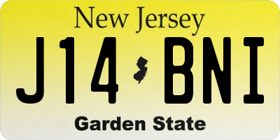 NJ license plate J14BNI