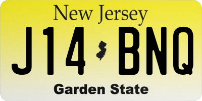 NJ license plate J14BNQ