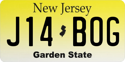 NJ license plate J14BOG