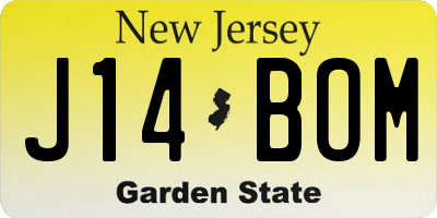 NJ license plate J14BOM